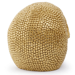 1pc, Resin Sparkling Golden Skull Statue With Intricate Detailing For Office Decoration Or Halloween Party acacuss