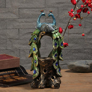 1pcs Resin Peacock Candle Holder for Home and Office Vintage Candlesticks 155x310mm Home Tea House Decoration Ornaments acacuss