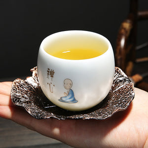 1pcs tea cups pu er tea tools kungfu tea cup gift drink tea tool ceramic White jade porcelain acacuss
