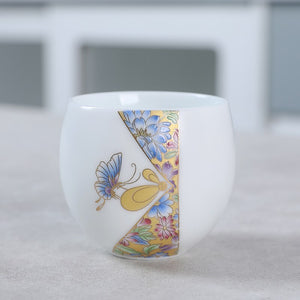 1pcs tea cups pu er tea tools kungfu tea cup gift drink tea tool ceramic White jade porcelain acacuss