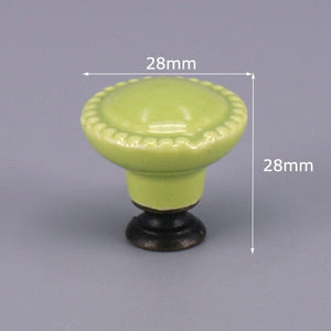 1x Green color series Ceramic Knobs Dresser Drawer Cabinet Handle Pulls / CuteKitchen Cupboard Knob Furniture Hardware acacuss
