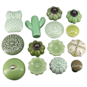 1x Green color series Ceramic Knobs Dresser Drawer Cabinet Handle Pulls / CuteKitchen Cupboard Knob Furniture Hardware acacuss