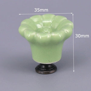 1x Green color series Ceramic Knobs Dresser Drawer Cabinet Handle Pulls / CuteKitchen Cupboard Knob Furniture Hardware acacuss