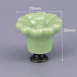 1x Green color series Ceramic Knobs Dresser Drawer Cabinet Handle Pulls / CuteKitchen Cupboard Knob Furniture Hardware acacuss