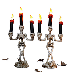 2/3pcs Halloween Skull LED Candlestick Skeleton Ghost Hand Flameless Candle Holder Lamp Lights Halloween Party Bar Decoration acacuss