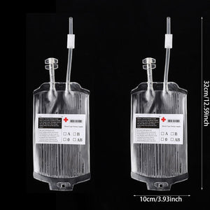 2/4Pcs Clear Halloween Blood Bags 400ml PVC Food Grade Drink Bag Halloween Party Decor Horror Props Cosplay Vampire Blood Pouch acacuss
