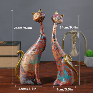 2 Combination Nordic Art Oil Painting Cat Christmas Gift Resin Ornament Doll Bedroom Desktop Entrance Sculpture Cat acacuss