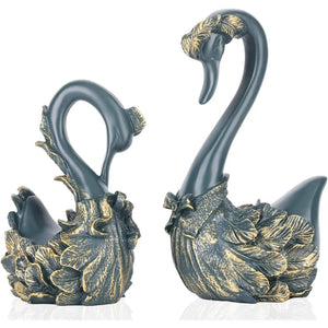 2 Pcs Swan Sculpture, Couple Swan Decorative Statue Modern Home Decor for Living Room Bedroom, Coffee Table Decor acacuss
