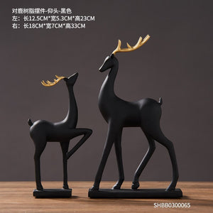 2-piece Set of Luxury Golden Elk Horse Figurines Resin Animal Sculpture Crafts Living Room Horse Furnishings Home Ornaments Gift acacuss