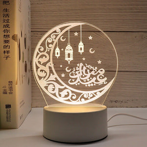 2023 EID Mubarak LED Light Table Ornaments 3D Acrylic Night Lamp Muslim Ramadan Party Eid Al Adha Ramadan Decoration for Home acacuss