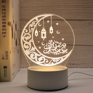 2023 EID Mubarak LED Light Table Ornaments 3D Acrylic Night Lamp Muslim Ramadan Party Eid Al Adha Ramadan Decoration for Home acacuss