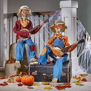 2023 Latest Horror Night Gifts-Funny Luminescent Animated Dueling Banjo Skeletons For Halloween Glowing Living Room Decoration acacuss