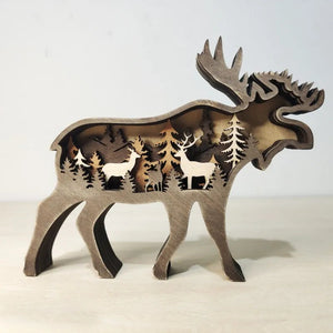 2023 New DIY Wood Elk Brown Bear Ornament Decoration Home Wooden Brown Bear Light Craft Ornament Decor Christmas Gift Crafts acacuss