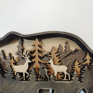 2023 New DIY Wood Elk Brown Bear Ornament Decoration Home Wooden Brown Bear Light Craft Ornament Decor Christmas Gift Crafts acacuss