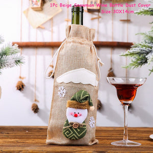 2024 New Year Christmas Wine Bottle Covers Bag Holiday Champagne Bottle Cover Merry Christmas Table Decorations for Home Xmas acacuss