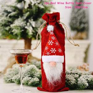 2024 New Year Christmas Wine Bottle Covers Bag Holiday Champagne Bottle Cover Merry Christmas Table Decorations for Home Xmas acacuss