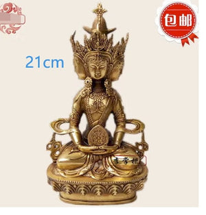 21CM Copper Statue Medicine Master Buddha Yellow God Wealth Green Tara Vajrasattva Great White Umbrella Cover Sun Tathaga acacuss