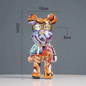22cm Graffiti Bear Figurine Home Decoration Animal Statue Storage Shelf Modern Room Study Abstract Table Decor Ornament acacuss