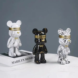 22cm Graffiti Bear Figurine Home Decoration Animal Statue Storage Shelf Modern Room Study Abstract Table Decor Ornament acacuss