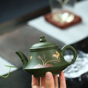 230CC Real Handmade Green Kettle Yixing Purple Clay Teapot Puer Tea Set Kung Fu Zisha Teaware acacuss
