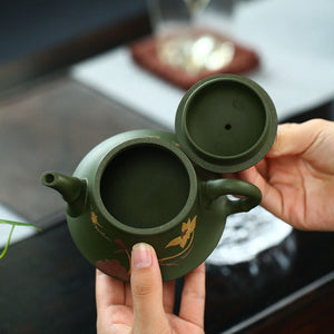 230CC Real Handmade Green Kettle Yixing Purple Clay Teapot Puer Tea Set Kung Fu Zisha Teaware acacuss
