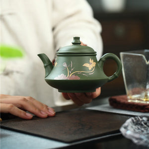 230CC Real Handmade Green Kettle Yixing Purple Clay Teapot Puer Tea Set Kung Fu Zisha Teaware acacuss