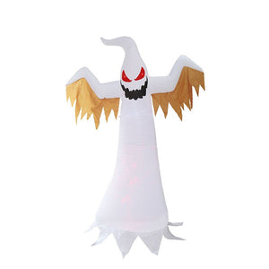240cm Inflatable Ghost Halloween Home Outdoor Yard Patry Decoration Horror Glowing Ghost Props with LED Flame Light Garden Decor acacuss