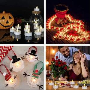 24Pcs Flickering LED Candle Tealights No-Remote/Remote Control Candles Flameless With Battery For Wedding Home Christmas Decors acacuss