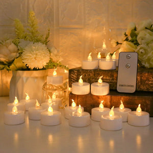 24Pcs Flickering LED Candle Tealights No-Remote/Remote Control Candles Flameless With Battery For Wedding Home Christmas Decors acacuss