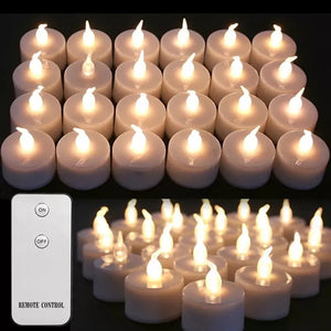 24Pcs Flickering LED Candle Tealights No-Remote/Remote Control Candles Flameless With Battery For Wedding Home Christmas Decors acacuss