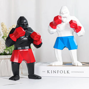 24cm Creative Boxing King Kong Sculpture Fashion Gorilla Animal Character Figurine Orangutan Home Decoration Desk Decor and Gift acacuss