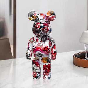 27cm Graffiti Bear Figurine Home Decoration Animal Statue Storage Money Jar Modern Room Sculpture Table Decor Art Ornament acacuss
