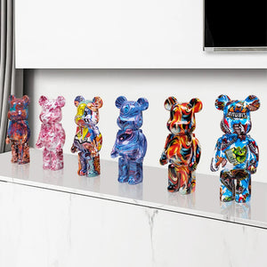 27cm Graffiti Bear Figurine Home Decoration Animal Statue Storage Money Jar Modern Room Sculpture Table Decor Art Ornament acacuss