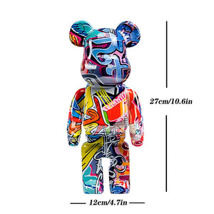 27cm Graffiti Bear Figurine Home Decoration Animal Statue Storage Money Jar Modern Room Sculpture Table Decor Art Ornament acacuss