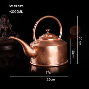 2L/3L Tibetan Long Mouth Copper Kettle Handmade Red Copper Teapot Boiling Water Kettle Tea Infuser Pure Copper Tea Set acacuss