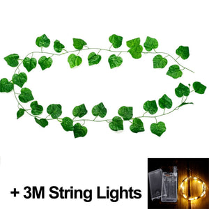 2M LED Christmas Garland Lighting Strings Artificial Red Berry Holly Leaves Ivy Vine for Christmas Tree Ornament Home Decoration acacuss