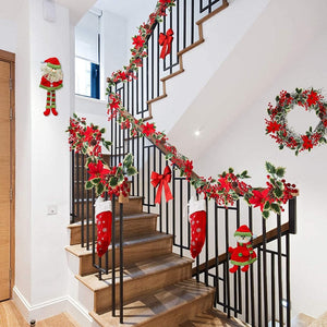 2M LED Christmas Garland Lighting Strings Artificial Red Berry Holly Leaves Ivy Vine for Christmas Tree Ornament Home Decoration acacuss