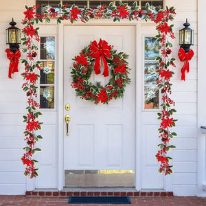 2M LED Christmas Garland Lighting Strings Artificial Red Berry Holly Leaves Ivy Vine for Christmas Tree Ornament Home Decoration acacuss