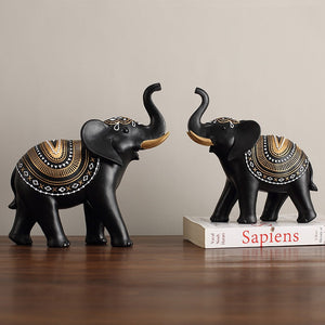 2Pc set Elephant Statue Resin Animal Sculpture Family A Three Elephant Home Decor Living Room Bedroom Countertop Decoration Gift acacuss