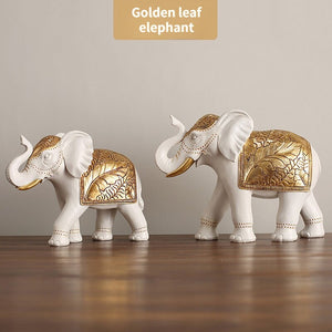 2Pc set Elephant Statue Resin Animal Sculpture Family A Three Elephant Home Decor Living Room Bedroom Countertop Decoration Gift acacuss