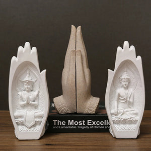 2Pcs Buddha Statue Hands Sculptures Monk Figurine Tathagata India Yoga Fengshui Home Decoration Ornament Accessories acacuss
