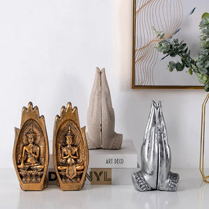 2Pcs Buddha Statue Hands Sculptures Monk Figurine Tathagata India Yoga Fengshui Home Decoration Ornament Accessories acacuss