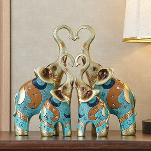 2Pcs European Feng Shui Elephant Decoration Resin Creative Animal Home Decoration Craft Jewelry Gift Gift Living Room Decoration acacuss