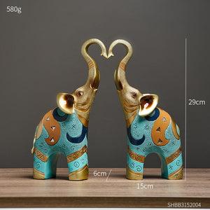2Pcs European Feng Shui Elephant Decoration Resin Creative Animal Home Decoration Craft Jewelry Gift Gift Living Room Decoration acacuss