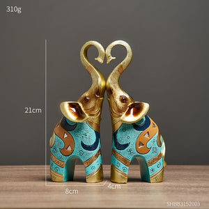 2Pcs European Feng Shui Elephant Decoration Resin Creative Animal Home Decoration Craft Jewelry Gift Gift Living Room Decoration acacuss