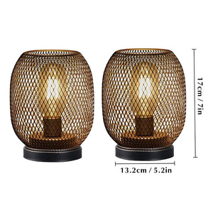 2Pcs Metal Cage Table Lamp Round Shaped LED Lantern Battery Powered Cordless Lamp for Weddings Party Home Decor Candle Holder acacuss