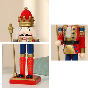 2Pcs/Set 30cm Christmas Nutcracker Hand Painted Wooden King Drummer Soldier Puppet Handcraft Christmas Home Office Decoration acacuss