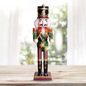 2Pcs/Set 30cm Christmas Nutcracker Hand Painted Wooden King Drummer Soldier Puppet Handcraft Christmas Home Office Decoration acacuss