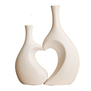 2Pcs/Set Ceramic Embrace Heart-shaped Vase for Pampas Grass Dried Flower Nordic Living Room Home Decoration Accessories Tabletop acacuss
