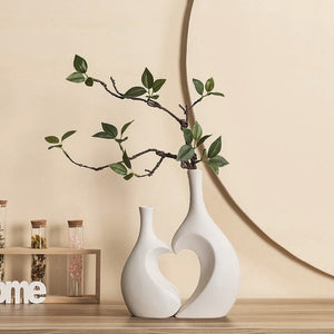 2Pcs/Set Ceramic Embrace Heart-shaped Vase for Pampas Grass Dried Flower Nordic Living Room Home Decoration Accessories Tabletop acacuss